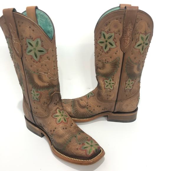 Corral Women's Orix Full Embroidery and Hand Painted & Studs Brown Size 8.5 - Picture 14 of 14
